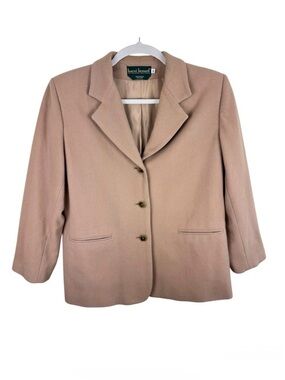 Harve Benard Vintage Tan Collared Wool Nylon Cashmere Button Up Pea Coat Size 12
